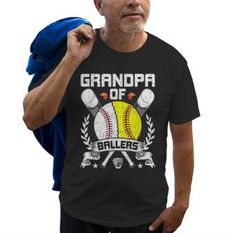 Grandpa Of Ballers Baseball Lover Gift Old Men T-shirt | Mazezy