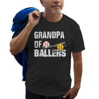 Grandpa Of Ballers Funny Baseball Softball Fathers Day Gift Old Men T-shirt | Mazezy