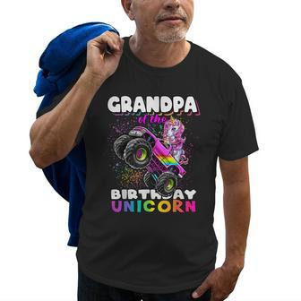 Grandpa Of Birthday Unicorn Monster Truck Matching Family Gift For Mens Old Men T-shirt | Mazezy