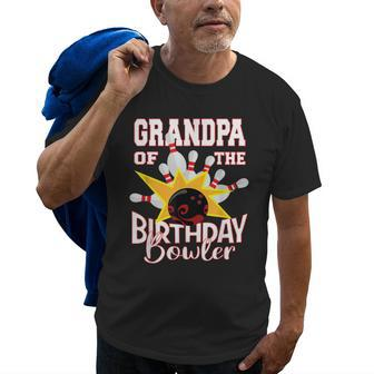 Grandpa Of The Birthday Bowler Kid Bowling Party Old Men T-shirt Graphic Print Casual Unisex Tee | Mazezy