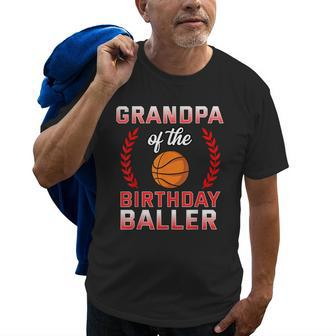 Grandpa Of The Birthday Boy Basketball Bday Old Men T-shirt | Mazezy