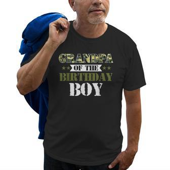 Grandpa Of The Birthday Boy  Papa Camo Green Army Party Gift For Mens Old Men T-shirt