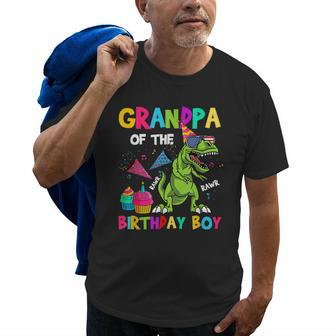 Grandpa Of The Birthday Boy Trex Dinosaur Birthday Old Men T-shirt | Mazezy