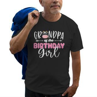 Grandpa Of The Birthday Girl Cow Themed Cow Print Papa Gift For Mens Old Men T-shirt | Mazezy