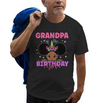 Grandpa Of The Birthday Girl Melanin Afro Unicorn Princess Old Men T-shirt