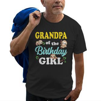 Grandpa Of The Birthday Girl Sloth Girl Old Men T-shirt | Mazezy