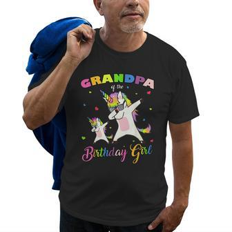 Grandpa Of The Birthday Girl Unicorn Princess Grandfather Old Men T-shirt