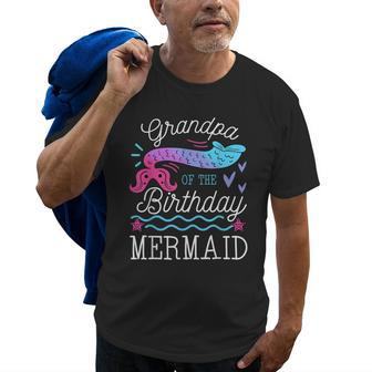 Grandpa Of The Birthday Mermaid Theme Family Bday Party Old Men T-shirt | Mazezy