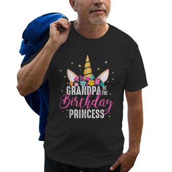 Grandpa Of The Birthday Princess Gifts Unicorn Birthday Old Men T-shirt | Mazezy