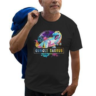 Guncle Saurus Dinosaur T Rex Rainbow Pride Color Gay Uncle Old Men T-shirt | Mazezy