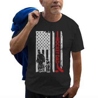 Hockey Dad American Flag Fathers Day For Hockey Daddy Old Men T-shirt | Mazezy