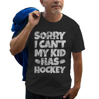 Hockey Mom Hockey Dad Sorry I Cant My Kid Has Hockey Grunge Old Men T-shirt | Mazezy