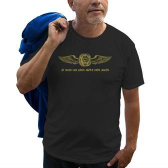 I Am A Lion With Wings Vintage French Military Style Old Men T-shirt | Mazezy