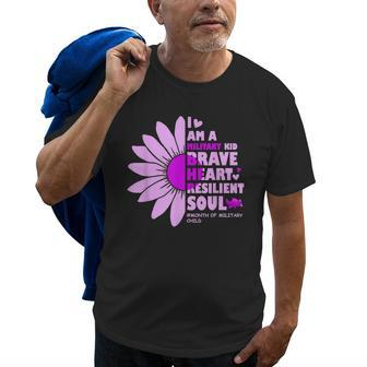 I Am A Military Kid Cute Sunflower Purple Up Month Military Old Men T-shirt | Mazezy