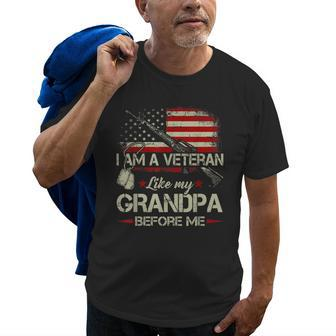 I Am A Veteran Like My Grandpa Before Me Flag Usa T Gift For Mens Old Men T-shirt | Mazezy