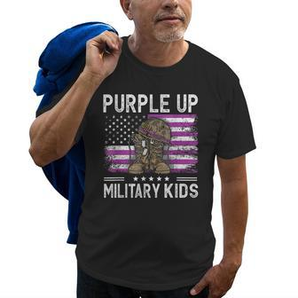 I Purple Up Month Of Military Kids Boots Us Flag Vintage Old Men T-shirt
