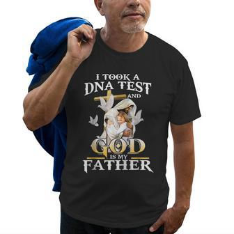 I Took Dna Test And God Is My Father Christian Fathers Day Old Men T-shirt | Mazezy