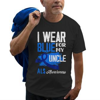 I Wear Blue For My Uncle Support Als Awareness Old Men T-shirt | Mazezy