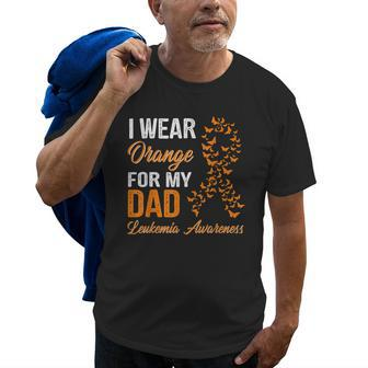 I Wear Orange For My Dad Leukemia Awareness Ribbon Old Men T-shirt | Mazezy
