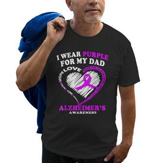 I Wear Purple For My Dad Alzheimers Dementia Awareness Old Men T-shirt | Mazezy