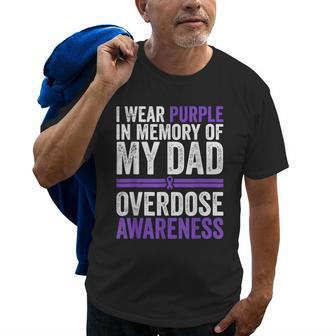 I Wear Purple For My Dad Overdose Awareness Old Men T-shirt | Mazezy