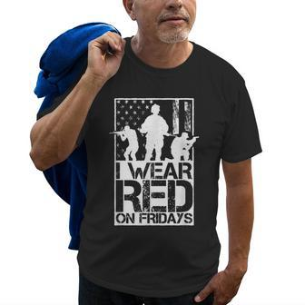 I Wear Red On Fridays Us Flag Military Army Old Men T-shirt | Mazezy