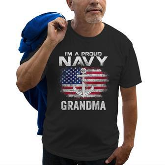 Im A Proud Navy Grandma With American Flag Gift Veteran Old Men T-shirt | Mazezy