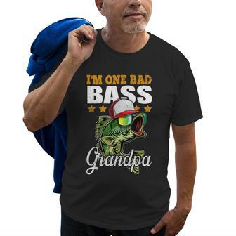 Im One Bad Bass Grandpa Bass Fishing Fathers Day Gift Gift For Mens Old Men T-shirt | Mazezy
