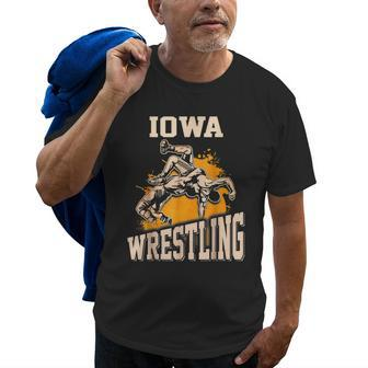 Iowa Wrestling Dad Mom Gift For Wrestler Old Men T-shirt | Mazezy