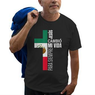Jesus Christian Spanish Gifts Dad Fathers Day Mexican Flag Old Men T-shirt | Mazezy