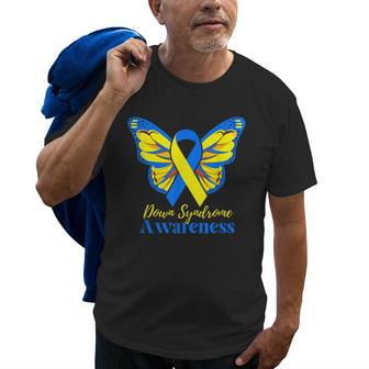Kids National Down Syndrome Day Awareness Butterfly Mom Dad Old Men T-shirt | Mazezy