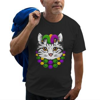 Mardi Gras Outfit For Women Men Carnival Jester Cat Mom Dad Old Men T-shirt | Mazezy