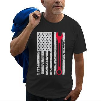 Mechanic  Workshop Tools Usa Flag Repairman Gift Old Men T-shirt