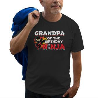 Ninja Birthday Party Grandpa Of The Birthday Ninja Old Men T-shirt | Mazezy