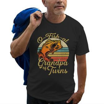 O Fish Al Grandpa Of Twins Baby Pregnancy Announcement Old Men T-shirt | Mazezy