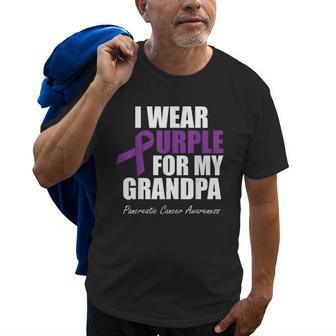 Pancreatic Cancer Awareness I Wear Purple For My Grandpa Old Men T-shirt | Mazezy