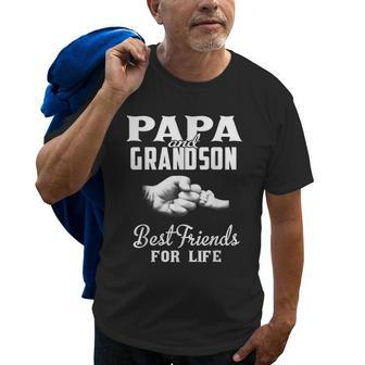 Papa And Grandson Best Friends For Life Grandpa Gift Men Old Men T-shirt | Mazezy