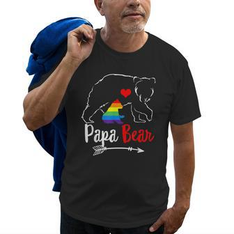 Papa Bear Proud Dad Daddy Ally Lgbtq Rainbow Flag Human Gift For Mens Old Men T-shirt | Mazezy