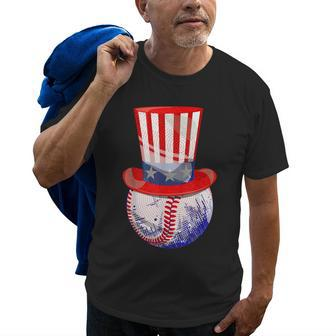 Patriotic Baseball Ball American Uncle Sam Flag 4Th Of July Old Men T-shirt