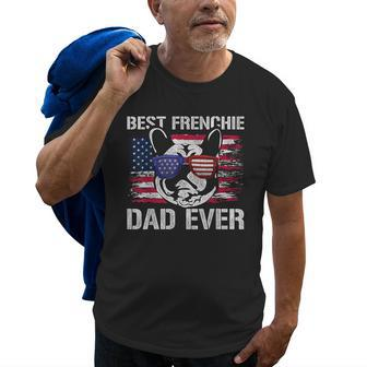 Patriotic Frenchie Dad Dog Us Flag Men Gift French Bulldog Old Men T-shirt | Mazezy