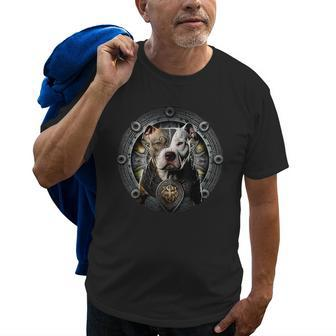Pitbull Dad Viking Nordic Vikings Pit Bul Warrior Themed Old Men T-shirt | Mazezy