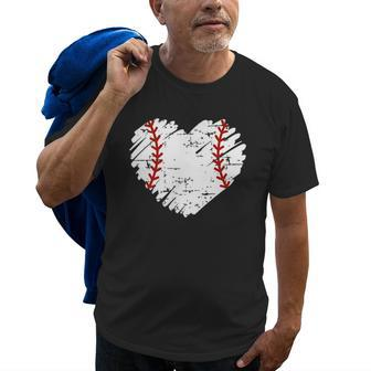 Pocket Baseball Heart Cute Softball Men Women Mom Dad Boys Old Men T-shirt | Mazezy