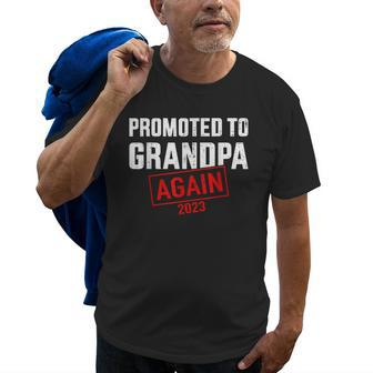 Promoted To Grandpa 2023 Again For New Baby Grandfather Gift For Mens Old Men T-shirt | Mazezy