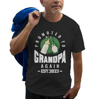 Promoted To Grandpa Again Est 2023 Pregnancy Announcement Old Men T-shirt Graphic Print Casual Unisex Tee | Mazezy