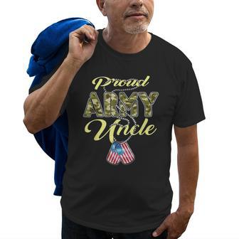 Proud Army Uncle Camo Us Flag Dog Tag Military Family Gifts Gift For Mens Old Men T-shirt | Mazezy