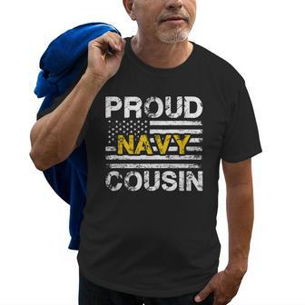 Proud Navy Cousin Us Flag Family Military Appreciation Gifts Old Men T-shirt | Mazezy