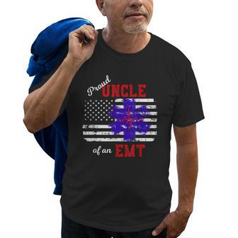 Proud Uncle Of An Emt Distressed Flag Paramedic Gift For Mens Old Men T-shirt | Mazezy