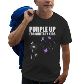 Purple Up For Military Kids Child Dandelion Month Military Old Men T-shirt | Mazezy