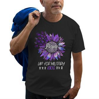 Purple Up For Military Kids Sunflower Purple Military Month Old Men T-shirt | Mazezy