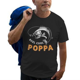 Reel Cool Poppa Fishing Lover Gifts For Fathers Day Old Men T-shirt | Mazezy